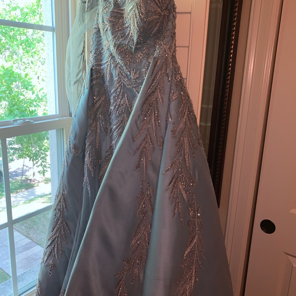 Blue mermaid dressw/ball gown skirt by Hala Hammad
